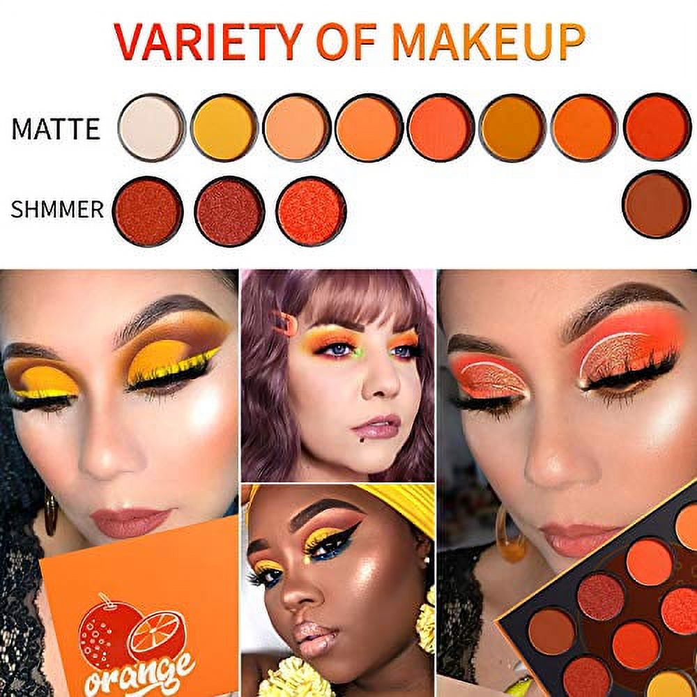 DE'LANCI Orange Eyeshadow Palette,12 Color Matte Shimmer High